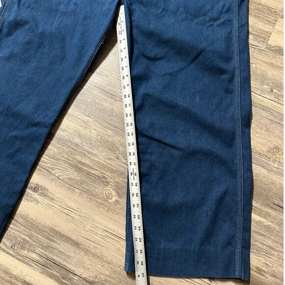 Vintage Big Mac Overalls Mens 46x27 Blue Carpenter Square Back Denim Relaxed Fit - Picture 2 of 8